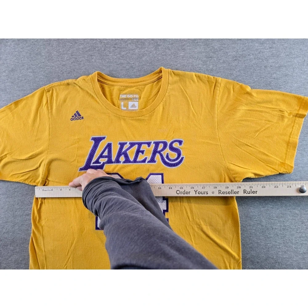 Los Angeles Lakers Shirt Mens Large Yellow #24 Kobe Bryant NBA Adidas Basketball